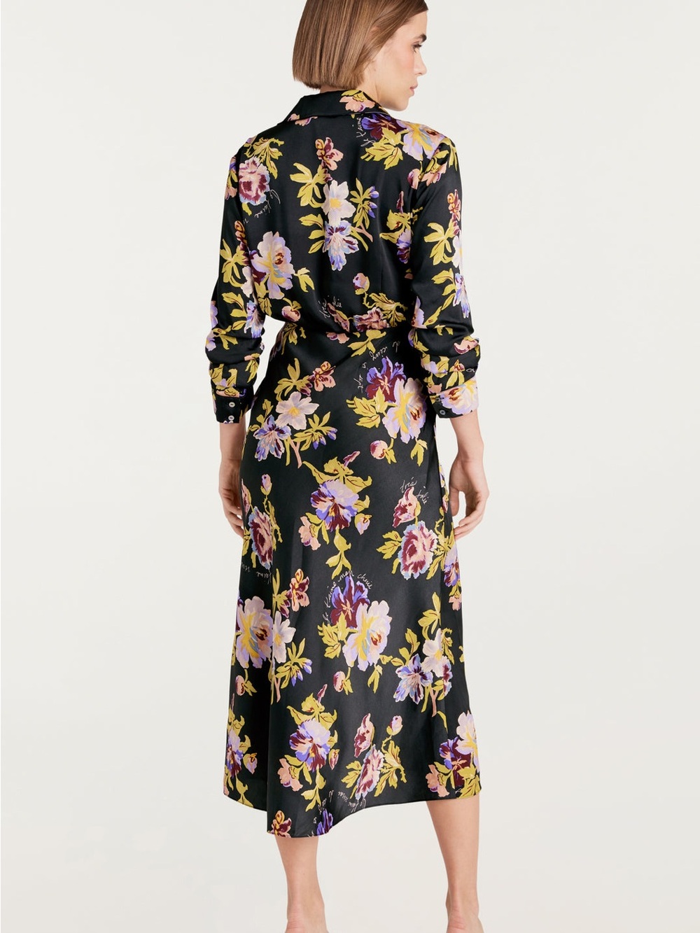 NWOT 5 a7 cinq a sept BRIGITTE BLACK YELLOW FLORAL JACEY FAUX WRAP DRESS SZ 2 - Picture 5 of 7